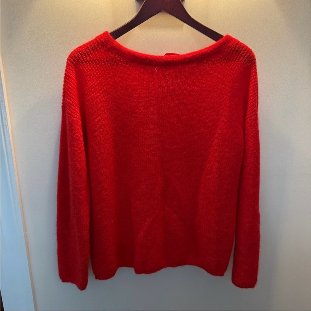 Sezane Cooper Jumper Front tie bow Red M - Picture 4 of 5